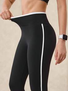 OutZeal Damskie legginsy odprowadzające pot, z wysokim stanem i kolorowymi blokami, do ćwiczeń na świeżym powietrzu, na co dzień i na co dzień - Czarne i Białe - Zobacz 10