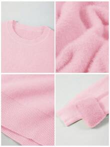 Franclia 1 件女士保暖内衬高领长袖舒适毛衣，秋冬季温暖厚针织套头衫 - 粉色 - 查看 8