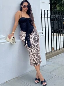 NegzBox Leopard Print Pencil Skirt - Multicolor - View 6