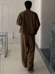 DAZY ملابس علوية قصير بلون بني داكن مقترن مع جاكيت بطراز الشارع، خريف - بني - مشاهدة 2