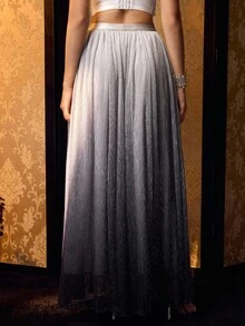 MOTF PREMIUM OMBRE PLISSE FLOWY SKIRT - Blue - View 4