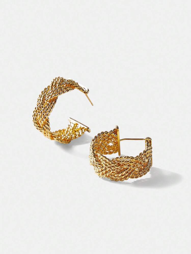 18K GOLD TWISTED HOOP EARRINGS