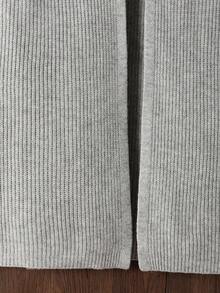 SHEIN 少女纯色V领休闲百搭长袖针织开衫