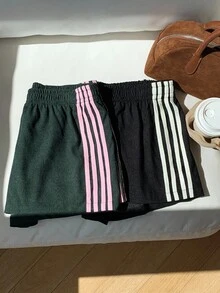 Comfortcana Quần short cạp trễ lưng thun thiết kế sọc dệt tối giản dành cho nữ - Nhiều màu - Xem 7
