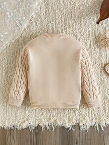 幼儿男童扭纹简约套头毛衣，日常穿着