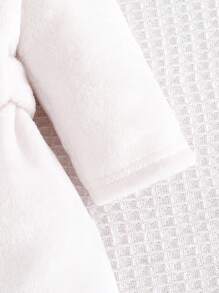 Cozy Pixies Newborn Baby Solid Color Fleece Robe With Tie-Up, Comfortable Loungewear - White - View 5