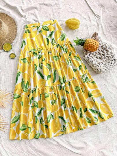 Soleia 柠檬印花休闲度假裙