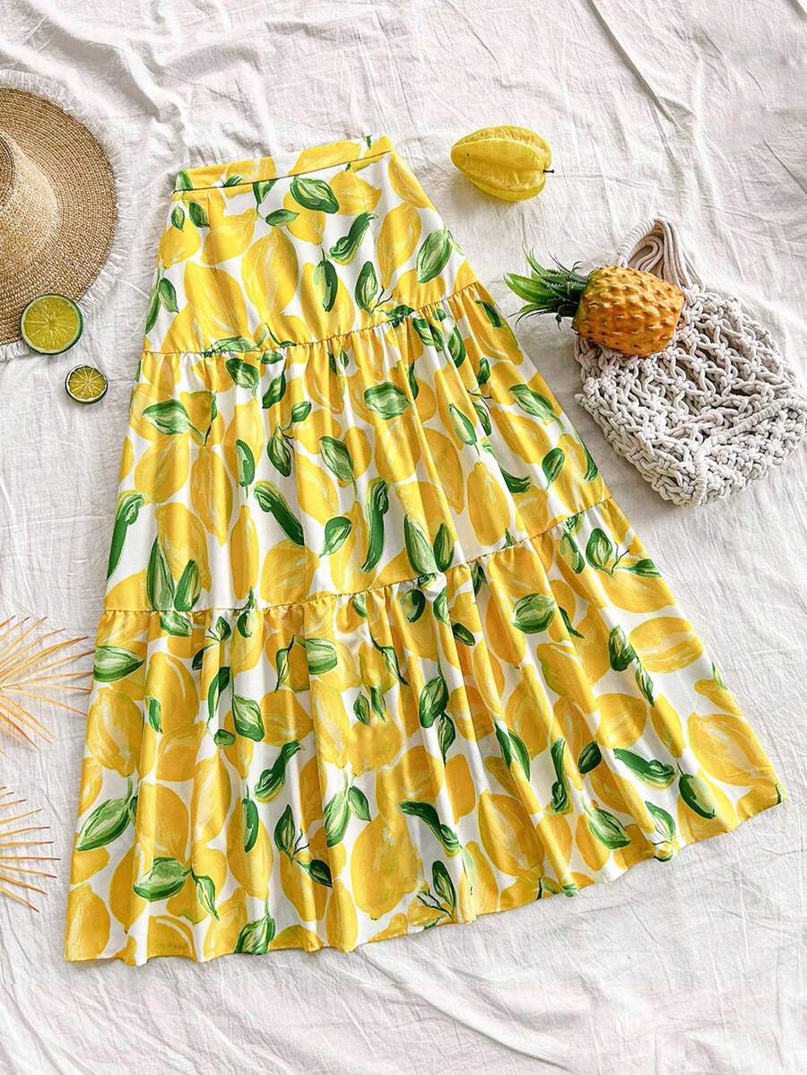 Soleia 柠檬印花休闲度假裙 - 黃色 - 查看 1