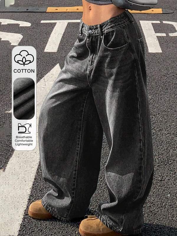 Strévra Jeans amples vintage délavés et déchirés à jambes larges pour femmes