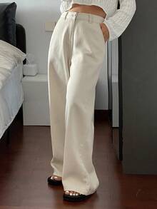 Livesso Damen Loose Lässig Weiße Jeans, Herbst/Winter Neuankömmling