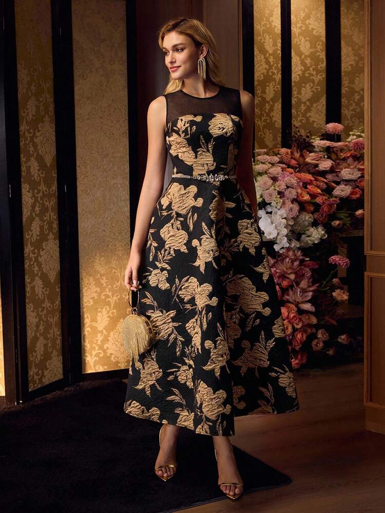 MOTF Soiréza CONTRAST MESH COCKTAIL DRESS