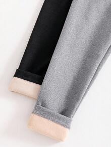 SHEIN 2 件套女童蝴蝶刺绣打底裤，天鹅绒面料，适合秋冬日常休闲穿着