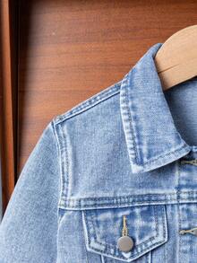 2 件套年轻女孩牛仔套装 - 时尚水洗牛仔蓝色夹克和休闲直筒牛仔裤，适合日常、休闲和学校穿着