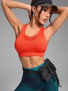 Innovista High Support Seamless Sports Bra Mesh Breathable Racerback Removable Pads Gym Yoga Fitness Women Athleisure Activewear Sculpting Stretch Workout Training Running Daily Wear Top - Red - View 7