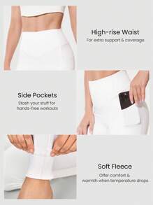 GLOWMODE 28" FeatherFit™-Warm High Waist Leggings With Side Pockets Low Impact Yoga Daily Autumn Winter Fall Winter