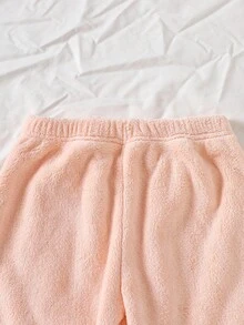 2pcs/Set Young Girl' Long Sleeve Fleece Rabbit Cartoon Cute Comfortable Casual Home Wear, Winter Fall