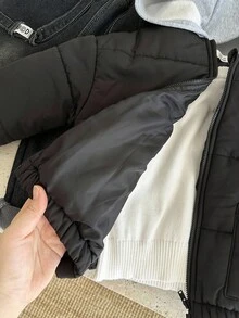 SHEIN Young Boys' Casual Thick Contrast Color Hooded Jacket, Comfortable & Versatile For Back To School, Autumn/Winter Fall