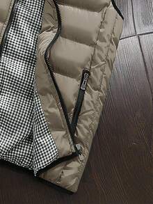 Manfinity Homme 2025 Chaqueta de hombre para otoño e invierno, chaqueta sin mangas casual de unicolor para hombre, chaleco de otoño/invierno, el chaleco de la chaqueta acolchada de hombre está engrosado