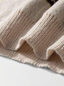 Manfinity Homme Sweater Pria Kasual Longgar dengan Motif Huruf & Kartun, Kerah Bulat, Lengan Panjang, Musim Gugur - Krem - View 7