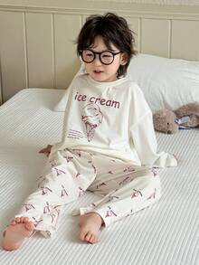 DAZY 2pcs Kids Boys Casual Long Sleeve Top And Pants Set, Fall Outfit