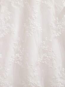 Souflis Souflis Vestido de malla bordado con lazo estilo princesa color albaricoque para niñas, adecuado para fiestas de cumpleaños y eventos de noche - Blanco - Ver 8