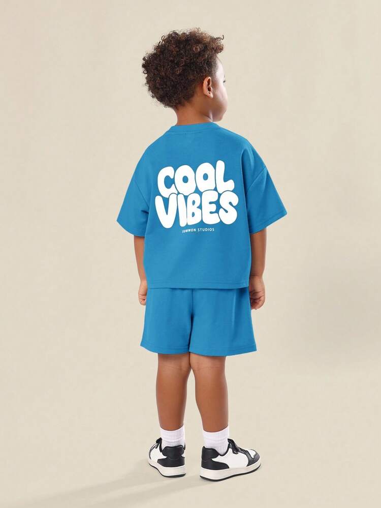Oversized T-Shirt And Shorts Set With Casual Letter Print