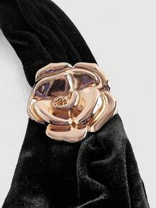 SHEIN MOD 女士金属 3D 花卉度假褶饰胸围黑色中长连衣裙、女士西装、女士优雅连衣裙、女士派对连衣裙、性感连衣裙、派对连衣裙、外出连衣裙、复古连衣裙、女士生日连衣裙、乡村音乐会服装 - 黑色 - 查看 4