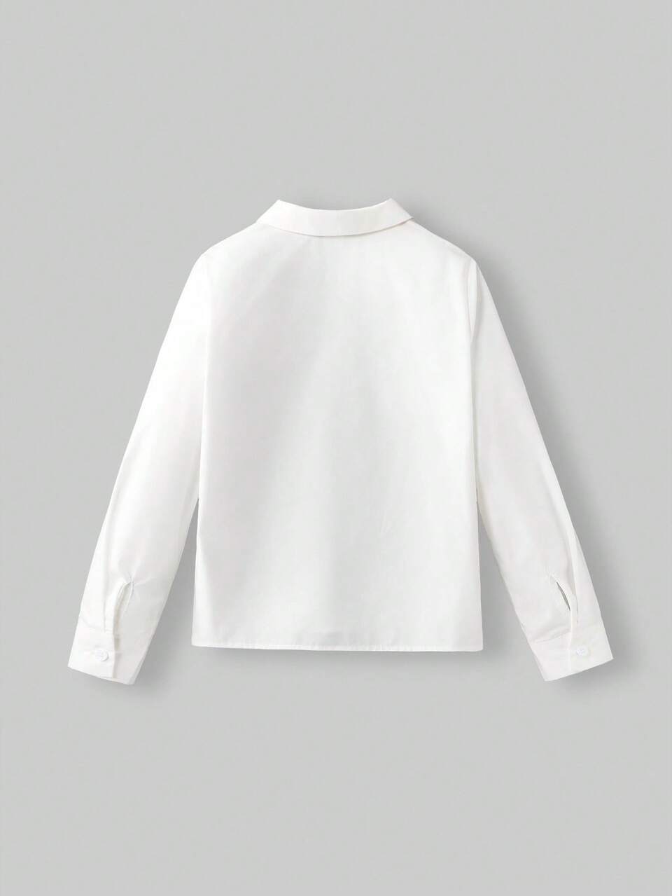 Tween Girl Floral 3D Decor Collar Long Sleeve White Shirt