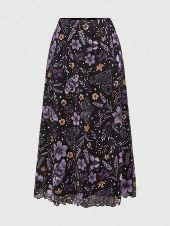 Women's Retro Fairycore Butterfly & Moth Floral All-Over Print All-Match Versatile Skirt