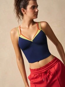 VARSIVA 夏季休闲撞色拼布无袖短款上衣 - 彩色 - 查看 6