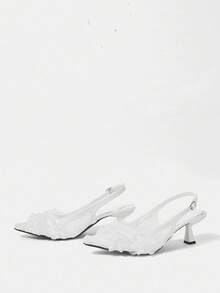 CUCCOO HITCHD Giày cao gót mũi nhọn họa tiết ren thêu 3D họa tiết hoa thanh lịch, ngọt ngào, lãng mạn, phong cách cung đình dành cho nữ, Cô dâu, Phù dâu, Khách dự tiệc cưới, Hẹn hò, Tiệc tùng, Thu/Đông - trắng - Xem 9