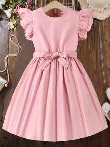 Sparklyn 女孩荷葉邊A字連衣裙