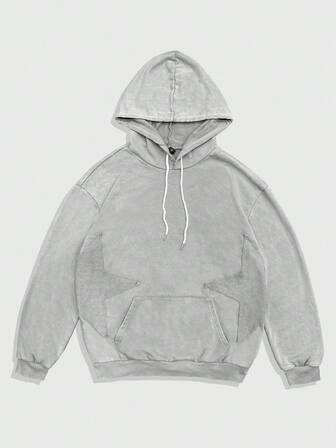 Street Life Herren einfarbiger Langarm Lässig Hoodie mit Tasche und Kordelzug, Herbst