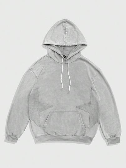 Street Life Sudadera con capucha casual de manga larga con bolsillo y cordón, unicolor, para otoño