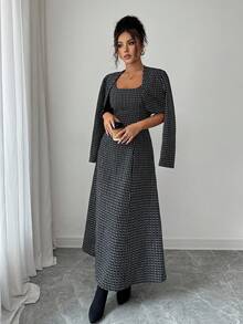 Elenzga 2 pièces Tenue d'Halloween - Ensemble robe camisole et veste à manches longues - Noir et Blanc - Voir 6