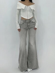 DAZY Women's Casual Flare Leg Jeans