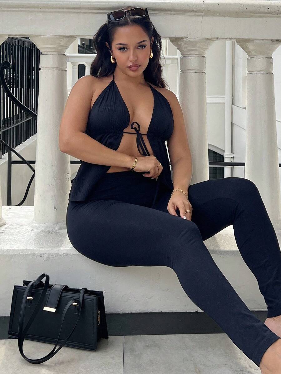 NegzBox Women's Solid Color High Waist Casual Skinny Pants