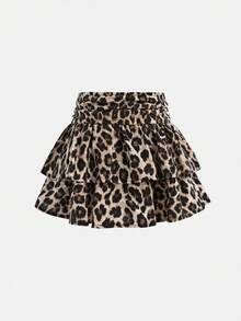SHEIN Young Girl Chiffon Leopard Print Casual Skirt Fall Winter