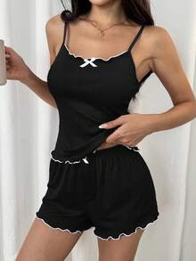 SHEIN INS Minimalist Purple Ribbed Women Loungewear, Suitable For Casual Wear And Sleepwear