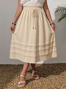 EMERY ROSE 大码女式纯色系腰长款休闲裙，女式波西米亚风，女式夏季服装/夏季，棉质，女士度假服装，夏季服装