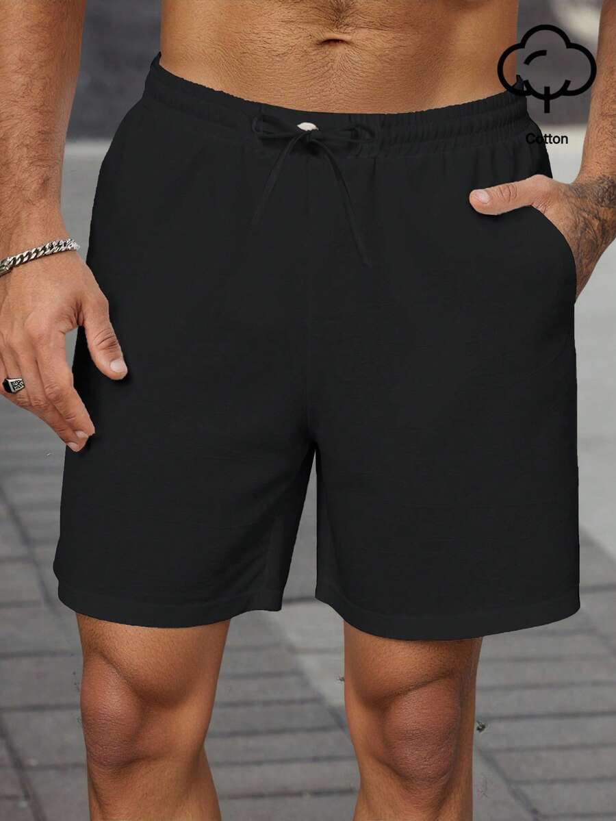 Manfinity RelaxMax Shorts décontractés pour hommes de couleur unie avec cordon de serrage, convenant pour un port quotidien