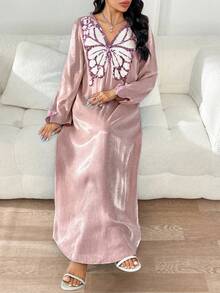 Yasmyna 女士土耳其长裙和阿拉伯传统长袍 - 粉色 - 查看 5