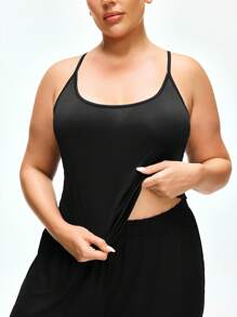 Shapelle Forme Plus Size Casual Basic Scoop Neck Sleepwear Top