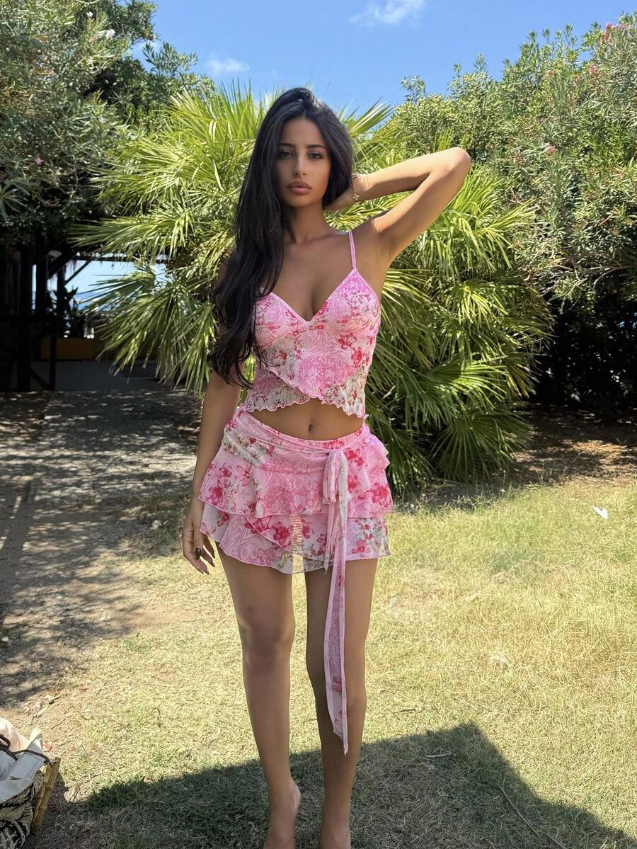 Ronhire Women Two Pieces Outfits For Daily Wear Island Vacation Outfits - Pink - View 1