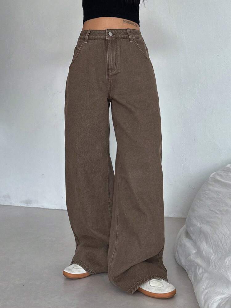 Women's Regular Waist Straight Leg Long Jeans