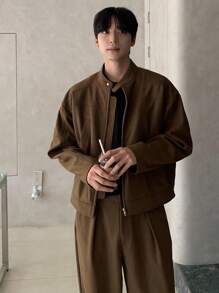 DAZY ملابس علوية قصير بلون بني داكن مقترن مع جاكيت بطراز الشارع، خريف - بني - مشاهدة 6