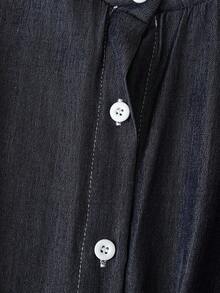 Franclia Elegant & Chic Denim Effect Commuter Versatile Dress - Blue - View 5