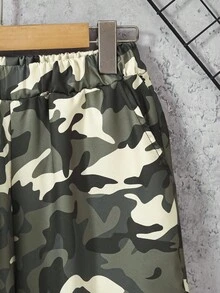 2pcs/Set Teenager Black Hoodie With Fashionable Camouflage Pocket Matched With Camouflage Cargo Pants, Suitable For Autumn/Winter Outdoor Sports Fall