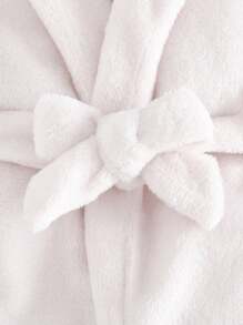 Cozy Pixies Newborn Baby Solid Color Fleece Robe With Tie-Up, Comfortable Loungewear - White - View 3