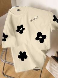 Manfinity Joysei Men's Summer Casual Floral & Letter Print T-Shirt